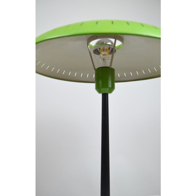 Green Table Lamp by Louis Kalff for Philips, Netherlands, 1960s, in Good conditions. Designed 1960 to 1969 European Plug...