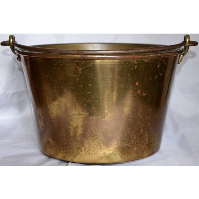 French Midcentury Brass Bucket With Handle From France For Sale - Image 3 of 8