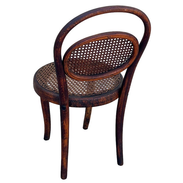 Vienna Secession Bent Oak & Cane Bistro Children's Chair Attributed to Thonet No.015 For Sale In Los Angeles - Image 6 of 8