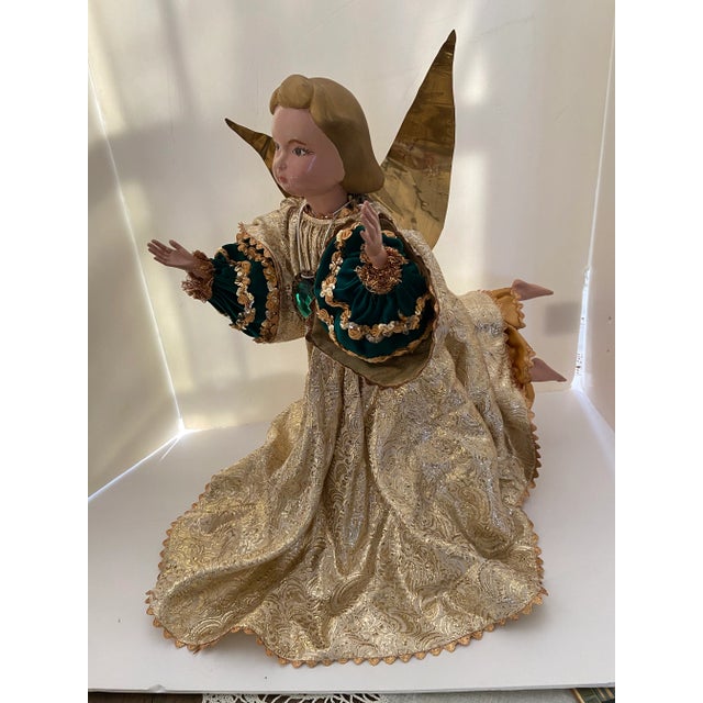 Christmas Angel Italy Cartapesta Paper Mache Angel Gold Figural For Sale - Image 4 of 13
