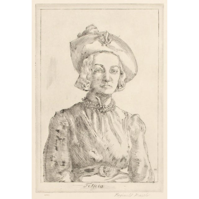 An excellent First Edition period black and white offset lithograph (print) after engraving "Felicia" by American artist...
