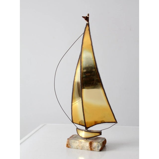 Mid Century Brass Sailboat Sculpture For Sale - Image 13 of 13
