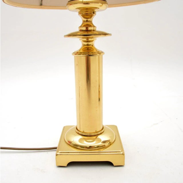 Vintage Brass Table Lamps with Velvet Shades, 1970s, Set of 2 For Sale - Image 9 of 10