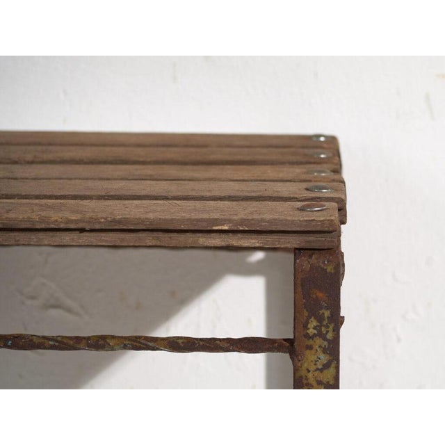 Wood Antique Industrial Stool in Pine Wood and Iron, Central Europe, 1950 For Sale - Image 7 of 8