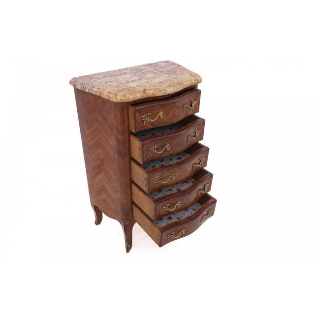 Walnut Chiffonier with Marble Top, 1890s For Sale - Image 3 of 9