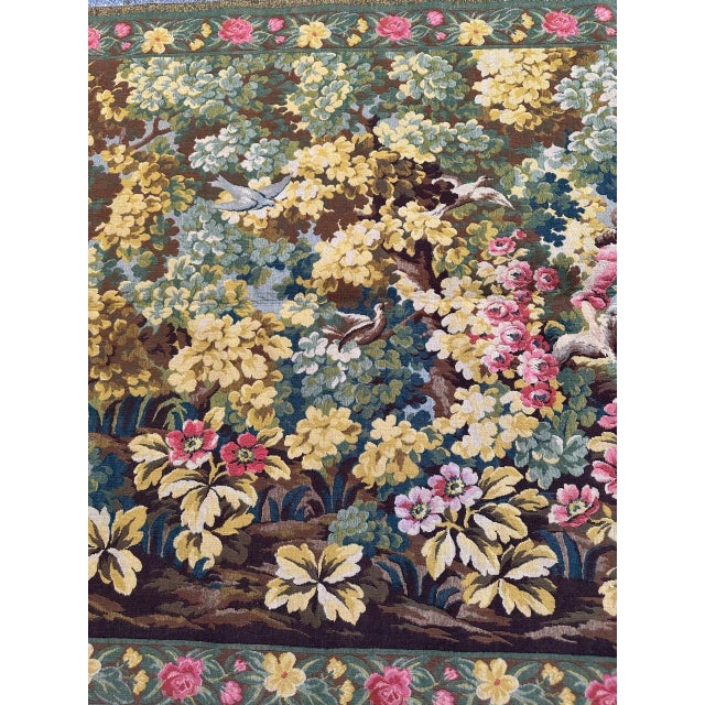 Blue French Aubusson Style Jacquard Tapestry, 1950s For Sale - Image 8 of 18