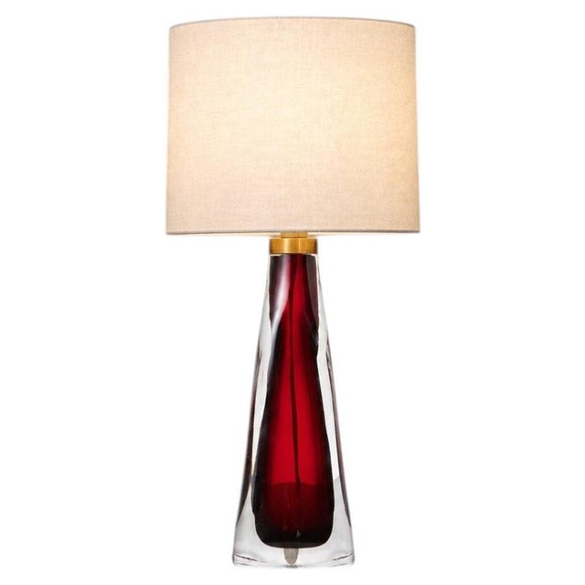 Ruby Red Glass Table Lamp by Carl Fagerlund for Orrefors, Sweden, 1960s For Sale - Image 9 of 9
