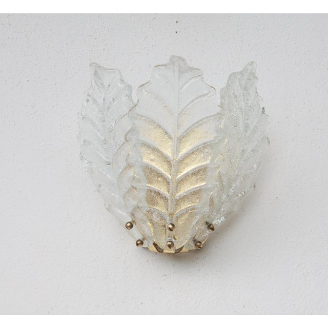 1970s Taormina, Elegant Murano Wall Light Transparent Leaves - Set of 2 For Sale - Image 13 of 16
