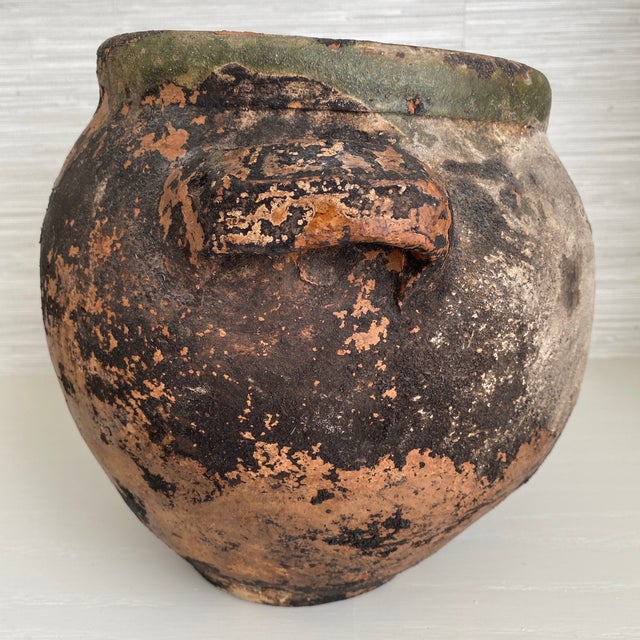 Terra Cotta Antique Large Rustic Terra-Cotta Turkish Yoghurt Vessel Pot For Sale - Image 8 of 12