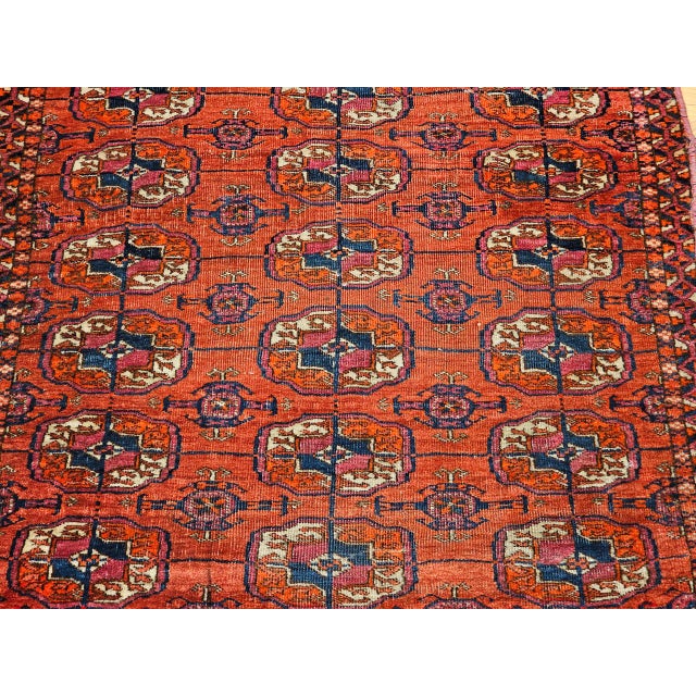 Vintage Turkmen Tekke in Allover Pattern in Red, Navy, Ivory, Blue, Pink For Sale - Image 12 of 18