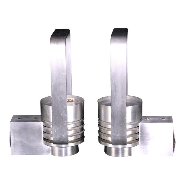Mazda & Lita by Jacques Biny, Solid Aluminium Wall Lamps, Mid-Century France - a Pair For Sale
