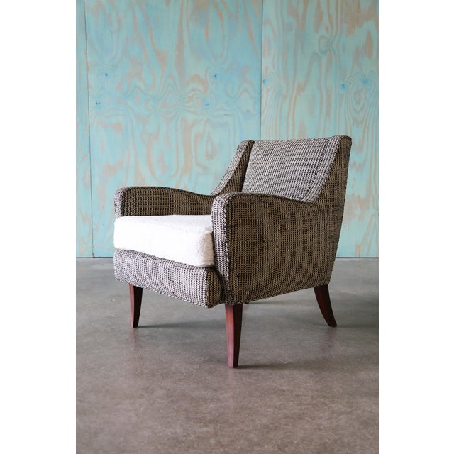 1950s Ernst Schwadron Style Black and White Wool Boucle Lounge Chair Pair For Sale - Image 14 of 16