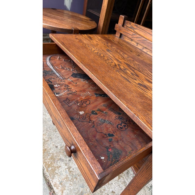 Early 20th Century Stickley Brothers Style Mission Oak Postcard Desk For Sale - Image 9 of 12