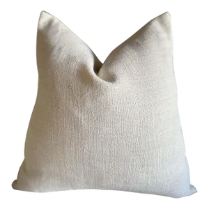 French Linen Pillow With Down Insert in Blanc Oyster