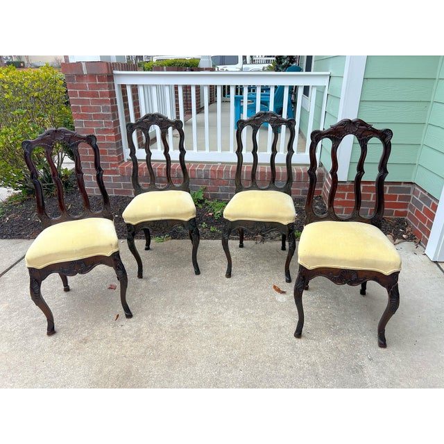 1920s French Louis XV Style Oak Dining Chairs- Set of 4 For Sale - Image 4 of 12