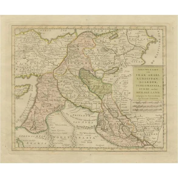 Antique Map of Eastern Turkey, Caucasus, Israel, Iraq and Part of Arabia, 1732 For Sale