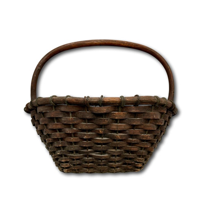 Great Authentic Antique Steel Wire & Ash Wood Splint Massachusetts Famous Ipswich Clam Diggers Gathering Basket For Sale - Image 17 of 18