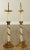 High Quality Vintage Pair of French Empire Neo-Classical Style Tall Column Lamps With Ivory Lacquer Finish And Brass Accents