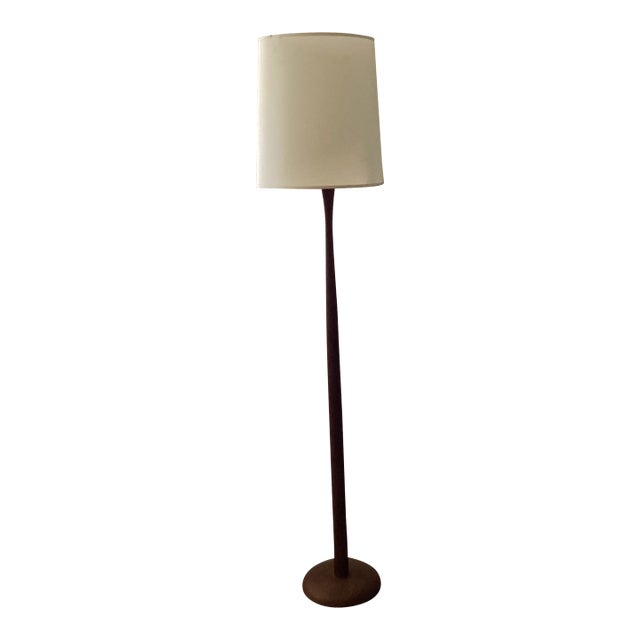1960s Midcentury Modern Teak Floor Lamp and Shade For Sale