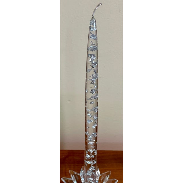 1970s Vintage Lucite Silver Flake Candle Tapers - A Pair For Sale - Image 5 of 6