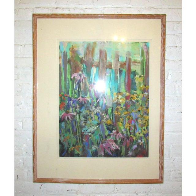 Colorful Garden Framed Painting For Sale In New York - Image 6 of 6