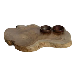 Banda Teak Root Serving Board with Condiment Bowls