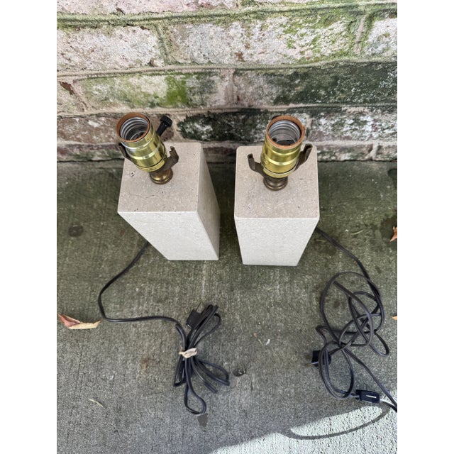 Mid 20th Century Vintage Small Ivory Stone Table Lamp For Sale - Image 5 of 11