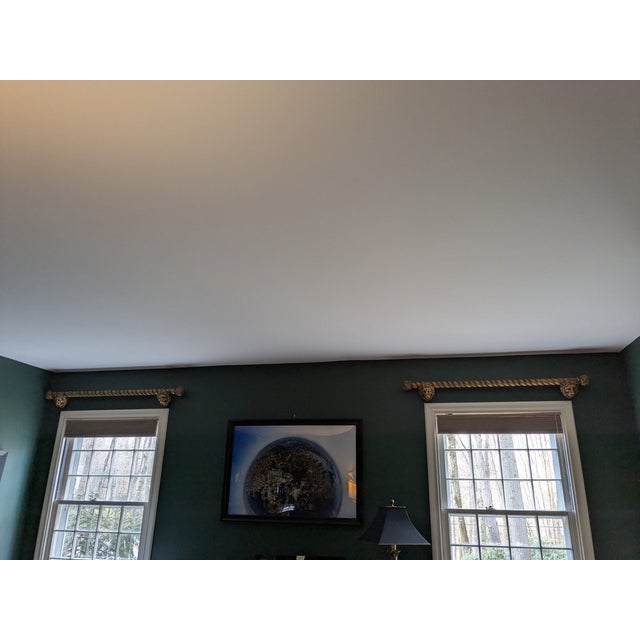 2020s Set of Heavy Carved Wood Curtain Rods, Finials & Lion Head Brackets, 10 Pieces For Sale - Image 5 of 12