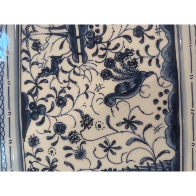 Blue & White Portuguese Serving Tray A striking blue and white porcelain serving tray, crafted in Portugal and inspired by...