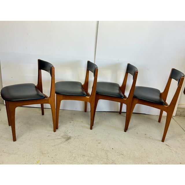 Brown Vintage Mid-Century Teak Dining Chairs Four in the Style of Tom Robertson for McIntosh For Sale - Image 8 of 8