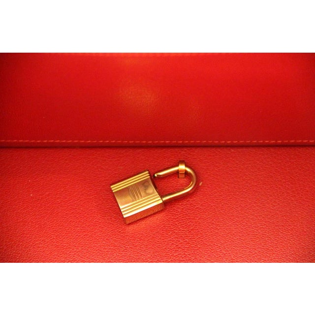 Red Red Leather Briefcase Bag with Shoulder Strap from Hermès, 1990s For Sale - Image 8 of 18