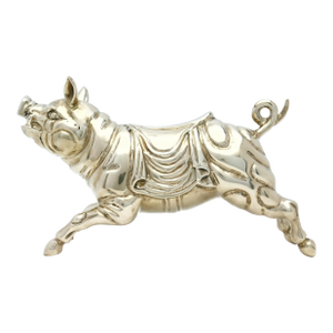 Large Vintage Brass Carousel Pig