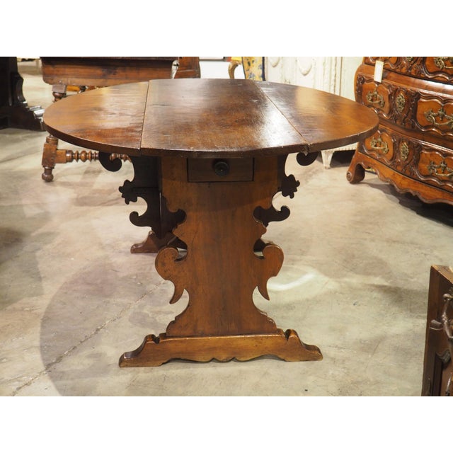 Antique Walnut Drop Leaf Table From Tuscany, Italy, Early 19th Century For Sale - Image 10 of 18