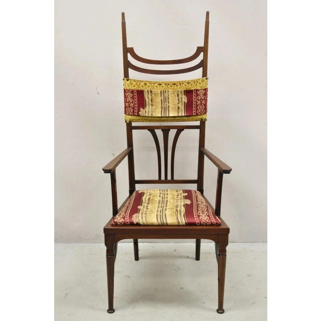Antique Art Nouveau Mahogany Tall Finial Parlor Side Chair after J.S. Henry. Item maker unconfirmed but in the manner of...