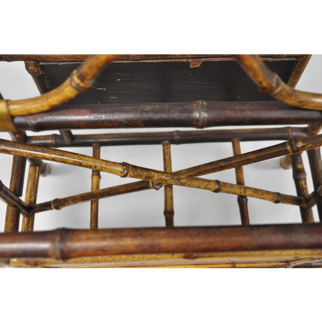 Antique English Victorian Bamboo Fretwork Canterbury Magazine Rack Stand For Sale - Image 15 of 17
