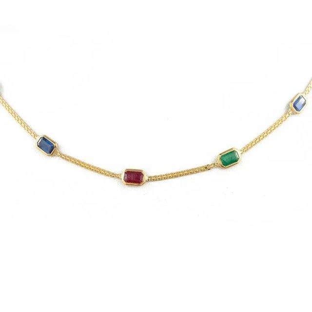 This is part of Chairish’s Fine Jewelry assortment. Emerald Ruby Sapphire Choker Necklace studded with emerald, ruby and...