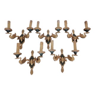 French Gau Bronze Wall Lights from Maison Lucien, 1960s, Set of 5 For Sale