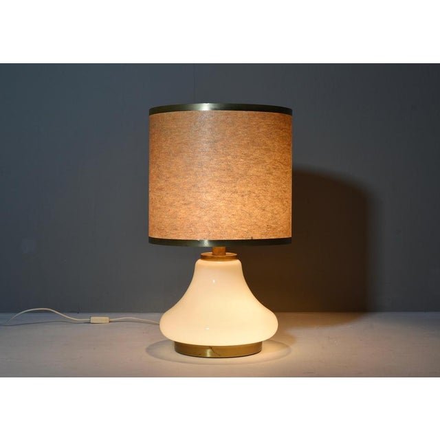 Large Italian Table Lamp in Opaline Glass and Brass, 1970s For Sale - Image 3 of 12