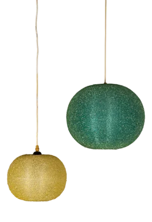 Vintage Sugarball Moon Pendant Lights by Rotaflex, 1970, Set of 2
