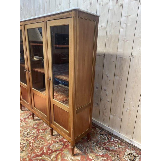 Wood Louis XVI Style Display Cabinet with 3 Doors For Sale - Image 7 of 8