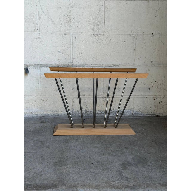 Mid 20th Century Hoigaard Danish Modern Magazine Rack Mid Century Wood & Metal Newspaper Holder For Sale - Image 9 of 10