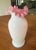 Mid-Century Modern Vintage Fenton Rose Crest Milk Glass Crimped Vase in Pink & White For Sale - Image 3 of 6