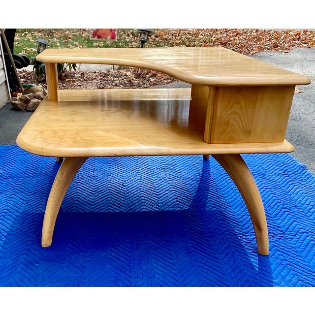 Heywood-Wakefield Heywood-Wakefield Midcentury Modern Two Tier Corner Table For Sale - Image 4 of 13
