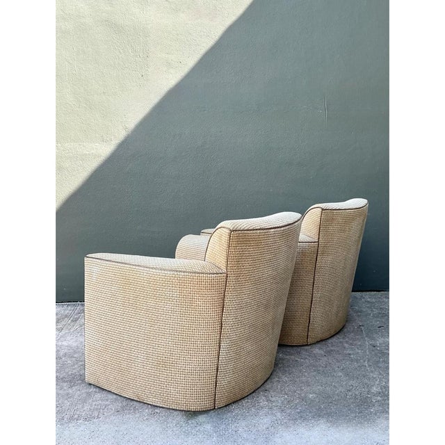 Vintage Donghia Swivel Lounge Chairs With Ottomans - A Pair For Sale - Image 9 of 12