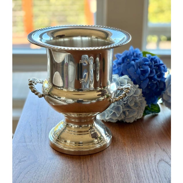 Rustic European Vintage Silver Champagne Bucket With Floor Stand For Sale - Image 3 of 12
