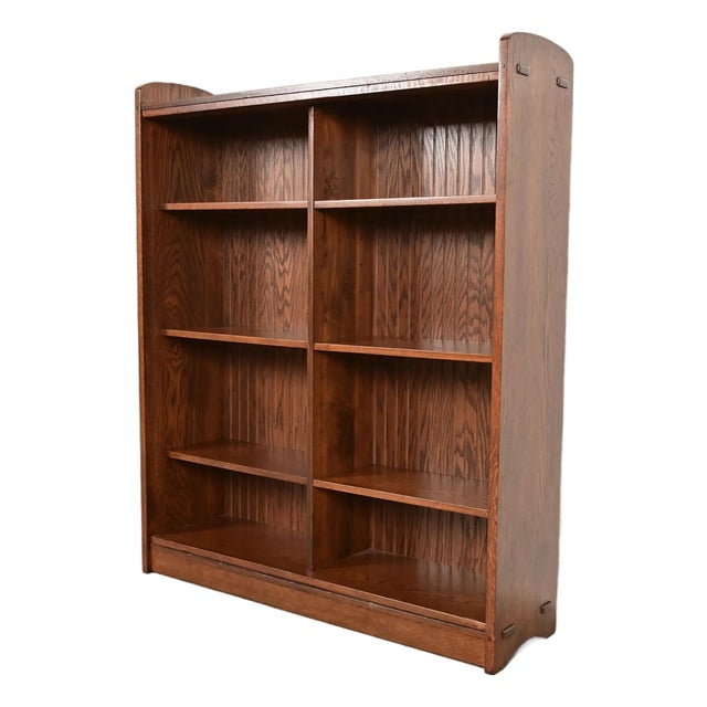 Gustav Stickley Antique Mission Oak Arts and Crafts Double Bookcase, Newly Refinished For Sale