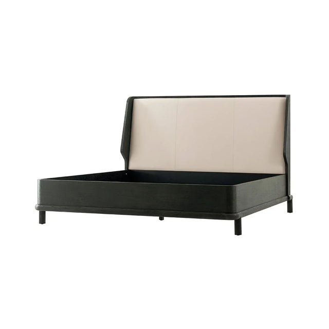 Dark Modern Oak Bed For Sale - Image 4 of 8