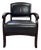 Contemporary Dark Wood & Black Leather Sculptural Armchair For Sale