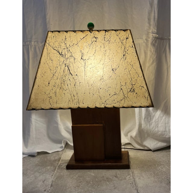 Brown Mid-Century Handcrafted Lamp With Goat Parchment Shade For Sale - Image 8 of 10