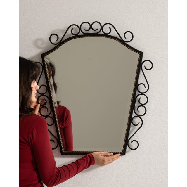 Metal Wrought Iron Wall Mirror, Antique, France, Circa 1930 For Sale - Image 7 of 8